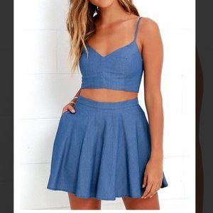 Accompany Me Blue Chambray Two-Piece Dress